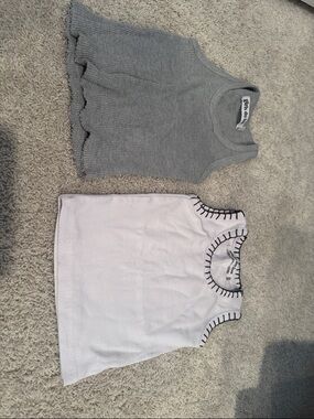 white tank top with black trim - Kids